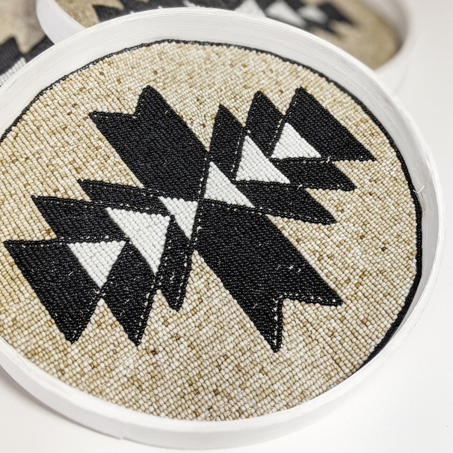 Decor Items | Jeddala Imports Beaded Trays - Sand/White/Black