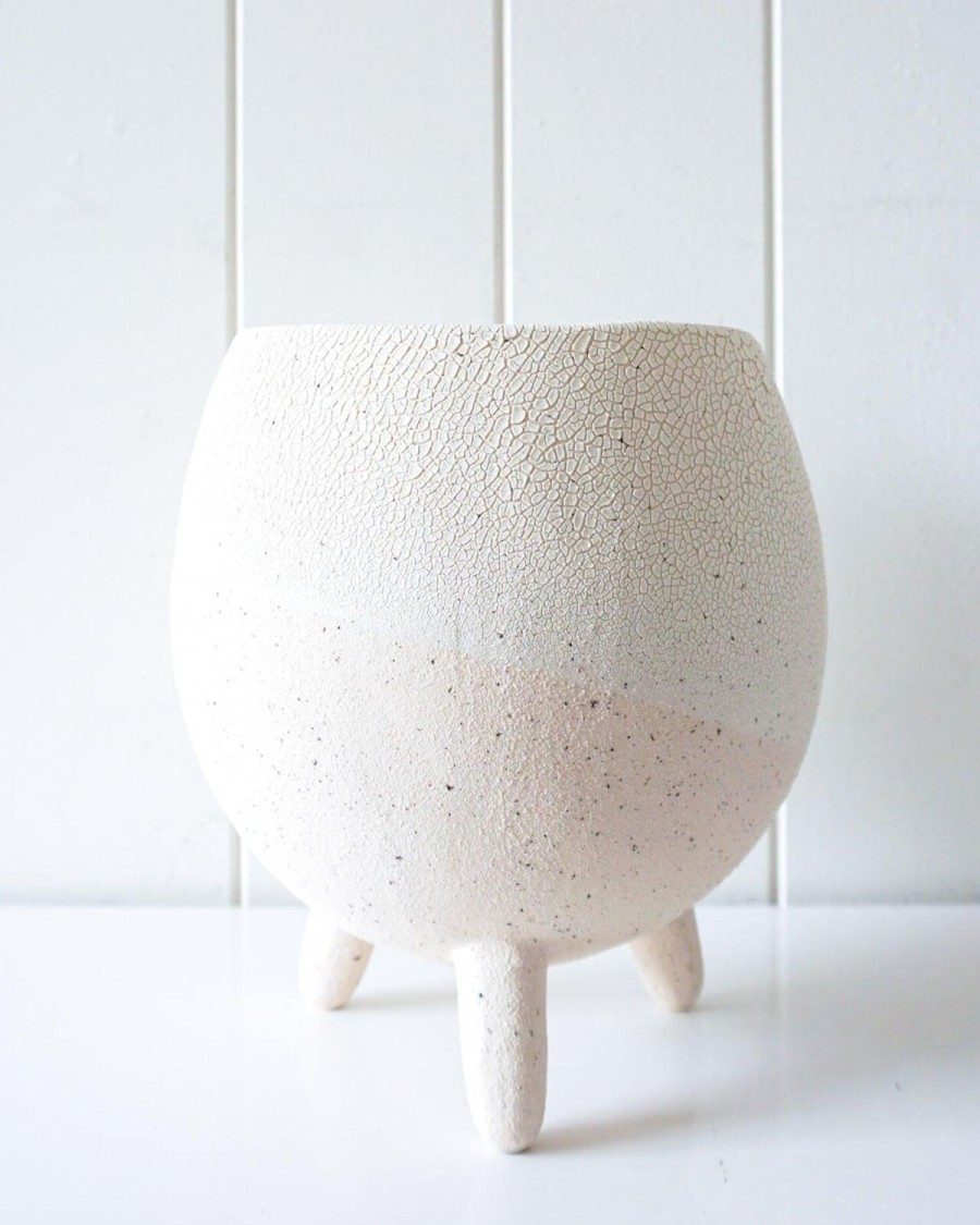 Pots, Planters & Vases | Rayell Round Footed Pot/Planter - Rosie - Medium - Off White/ Blush