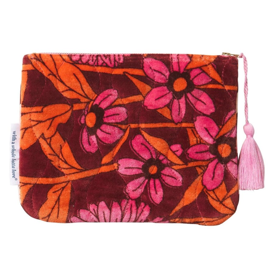 Beauty & Well-Being | Sage & Clare Bernanda Velvet Pouch - Port