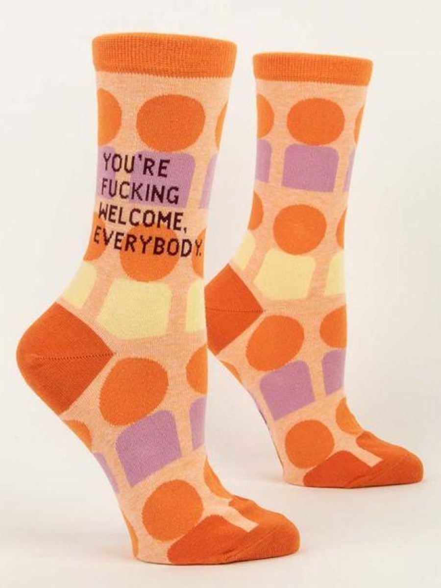 Fun & Games | Blue Q You'Re Fucking Welcome, Everybody Women'S Crew Socks