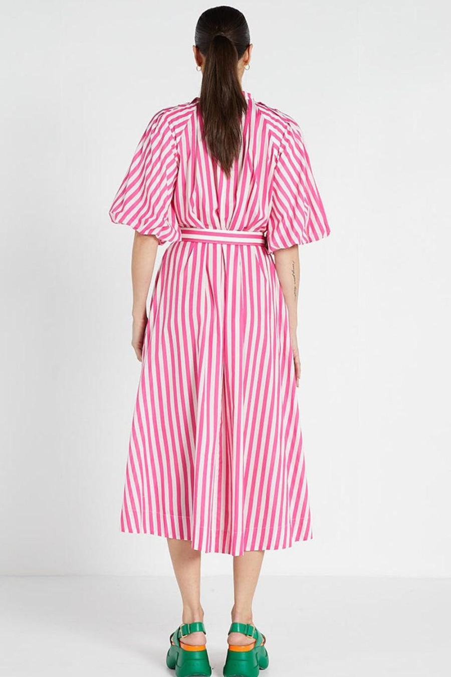 Dresses | Bohemian Traders Pleated Neck Midi Dress In Pink