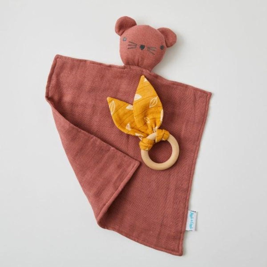 Toys | Pilbeam Living Rosette Double Muslin Comforter & Wooden Teething Ring