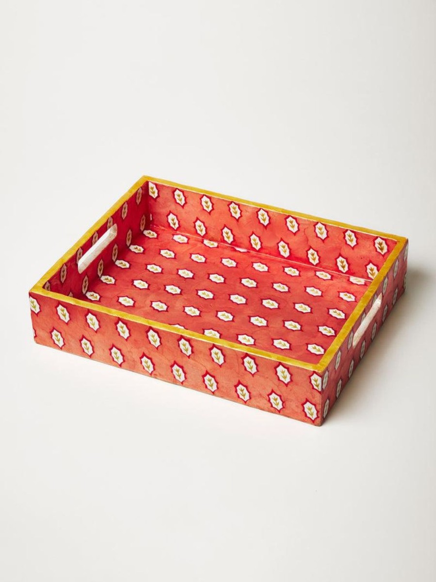 Decor Items | Jones & Co Leaf Large Tray Coral