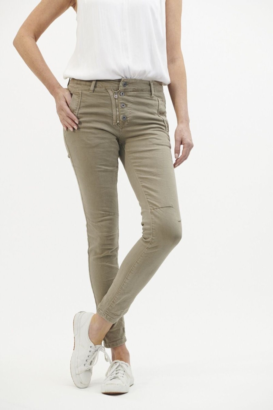 Jeans | Italian Star Classic Button Jean - Beige