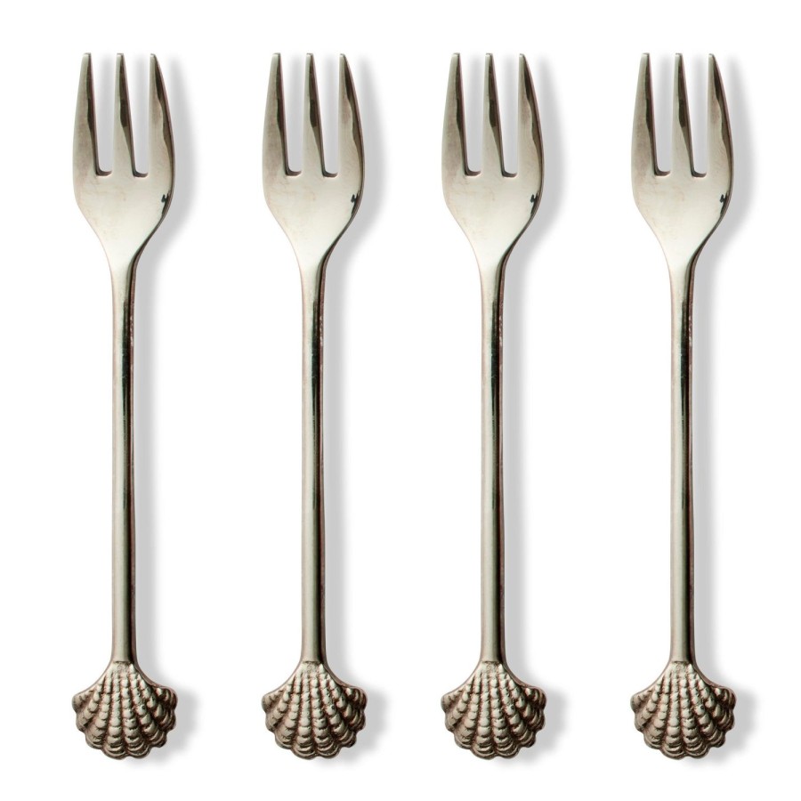 Dining & Entertaining | Madras Link Scallop Shell Silver Fork Set Of 4