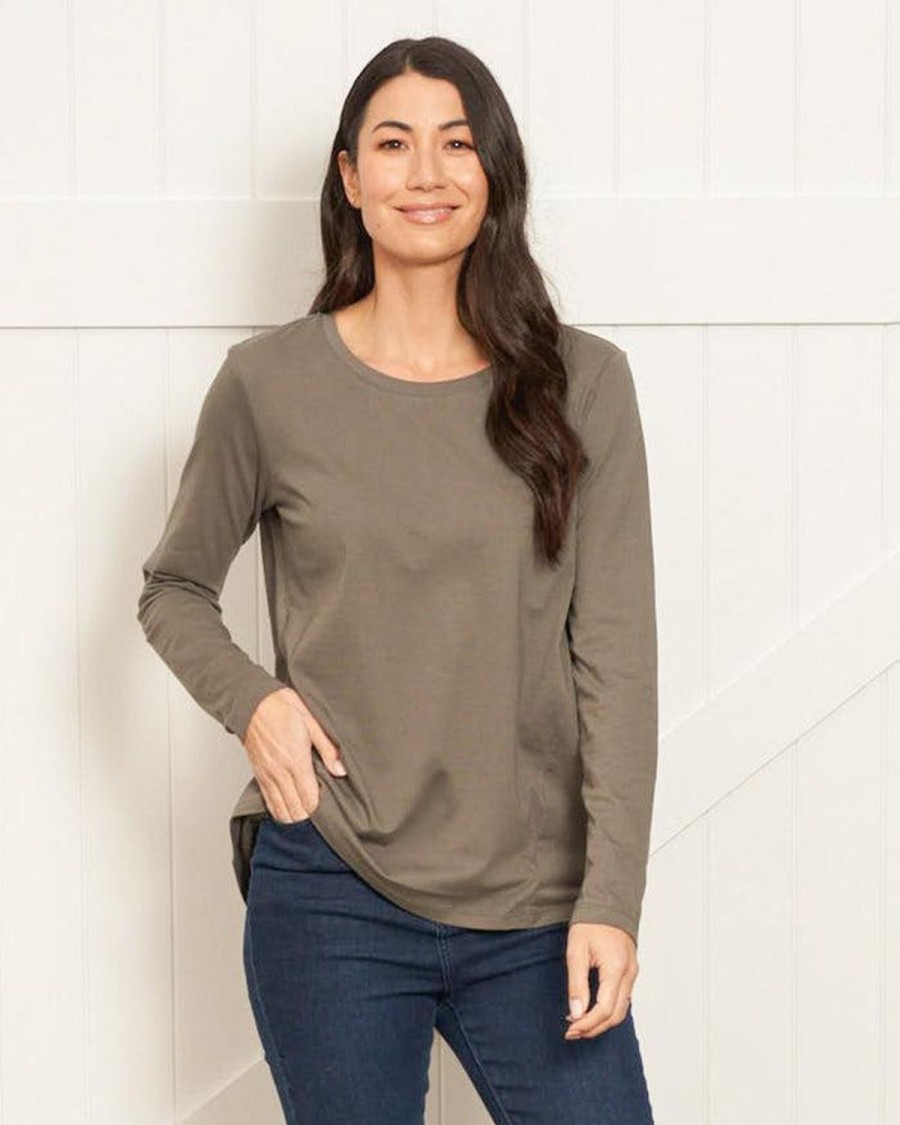 Tops | Betty Basics Sydney Long Sleeve Tee - Ash Green