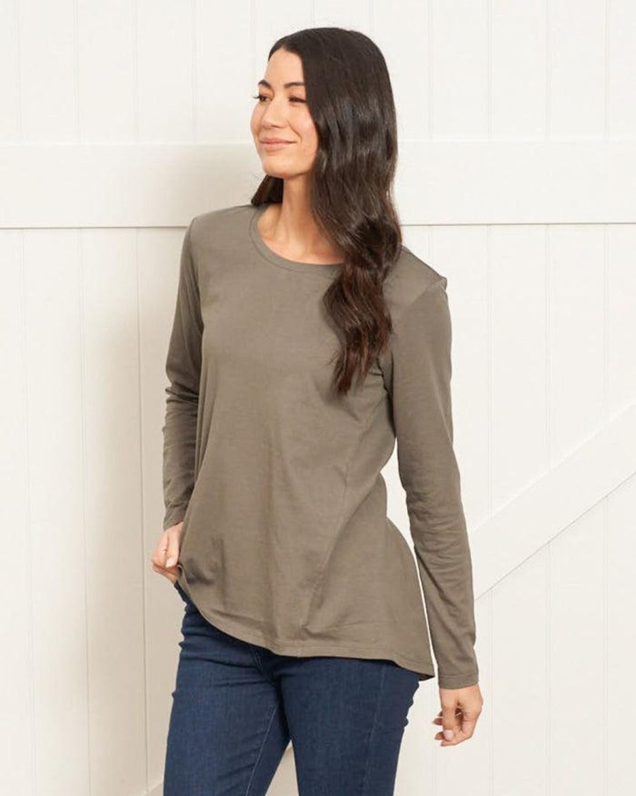 Tops | Betty Basics Sydney Long Sleeve Tee - Ash Green