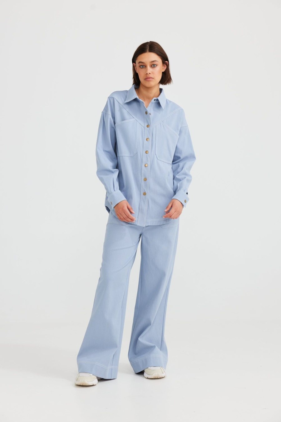 Tops | Daisy Says Violet Shirt - Sky