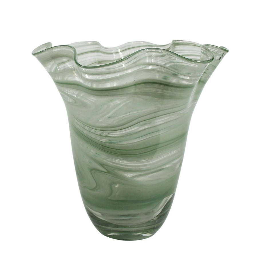 Decor Items | Amalfi Wavy Vase With Marble Effect - Clear/Green