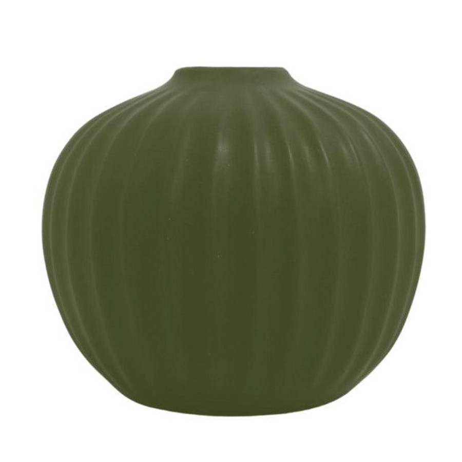 Pots, Planters & Vases | NF Grooved Bud Vase 12.5X11Cm - Green