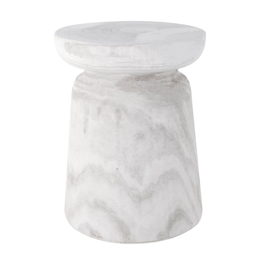 Furniture | Maine & Crawford Ester Paulownia Wood Stool - White