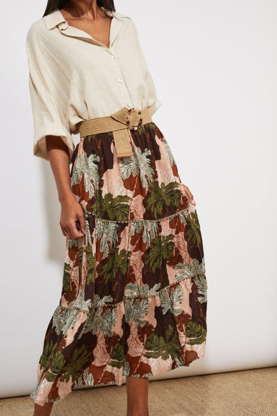 Skirts | Haven Cayman Tiered Maxi Skirt - Palms