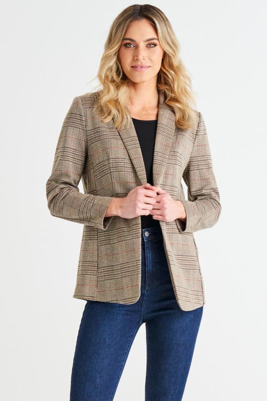 Jackets, Coats & Vests | Betty Basics Portsea Blazer - Mocha Plaid