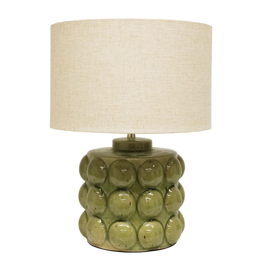 Lighting | Robert Mark Syros Ceramic Lamp With Linen Shade - Sage Green