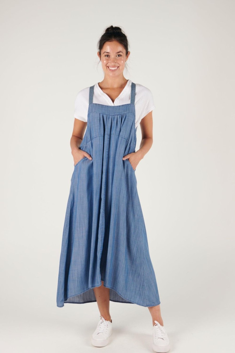 Dresses | Ellis & Dewey Pinafore Dress - Chambray Blue