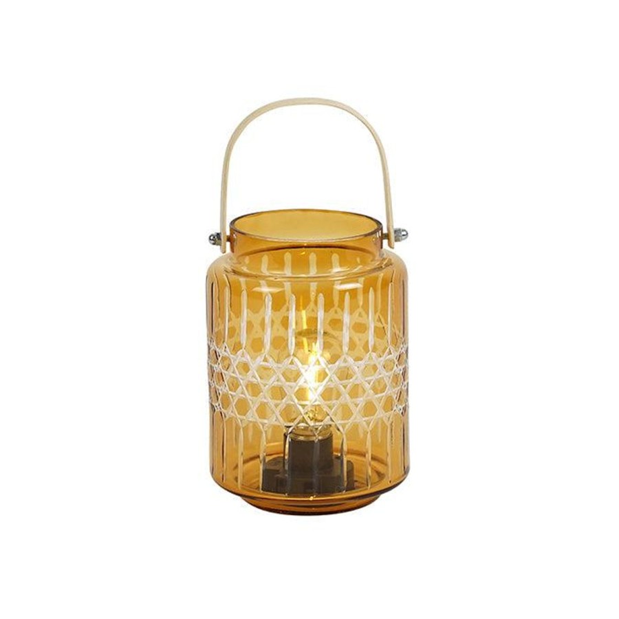 Lighting | Pure Homewares Derwent Glass Amber Led Hurrican - Small