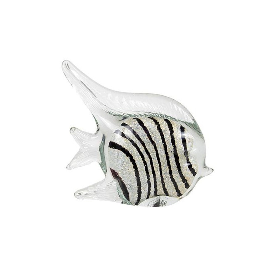 Decor Items | Pure Homewares Axel Glass Fish Black/White Stripe - Large