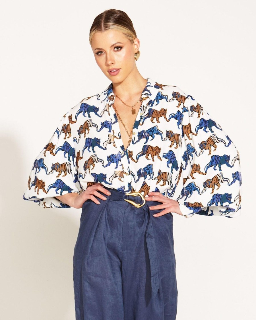 Tops | Fate + Becker Queen Of The Jungle Oversized Shirt - Tigers