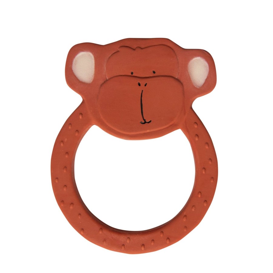 Toys | Trixie Natural Rubber Round Teether - Mr. Monkey