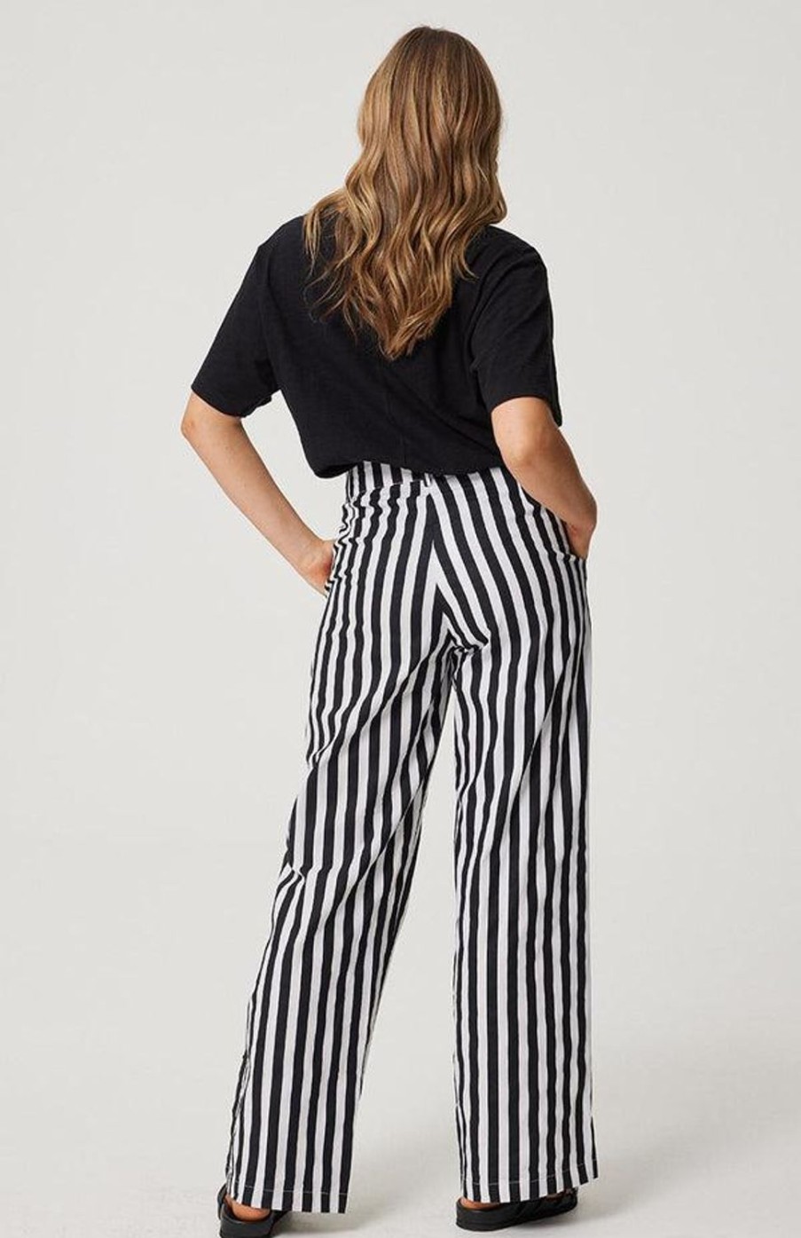 Pants | Cartel & Willow Lucy Trouser - Black/White Stripe