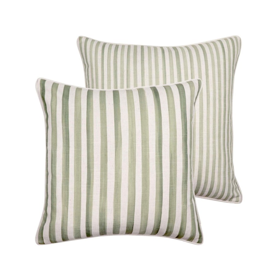 Soft Furnishings | Madras Link Taylor Green Painted Stripe Cushion 55X55Cm