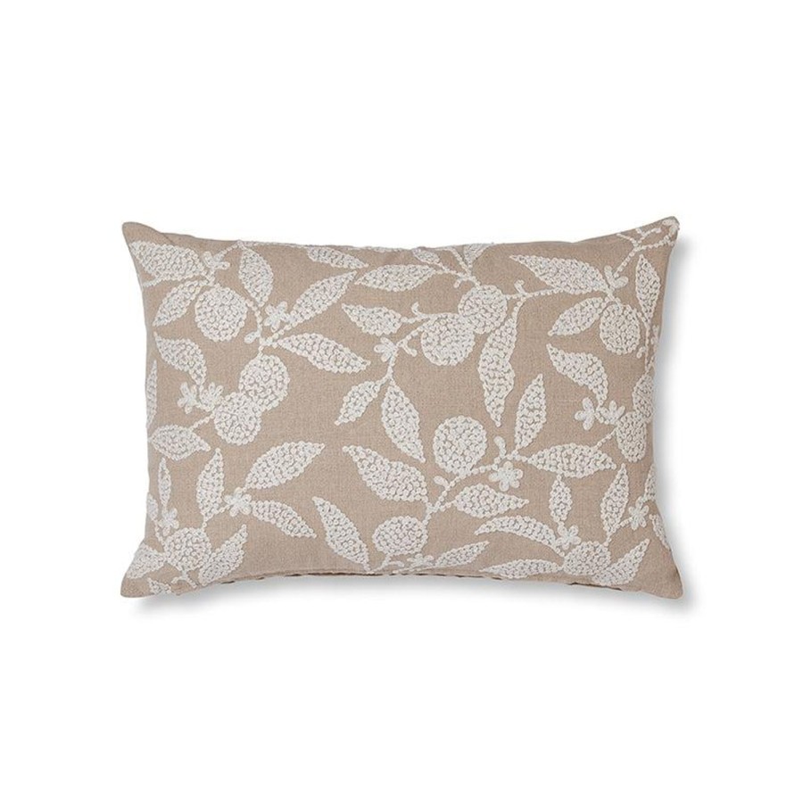 Soft Furnishings | Madras Link Olena Neutral Embroidered Linen Linen Cushion 40X60Cm