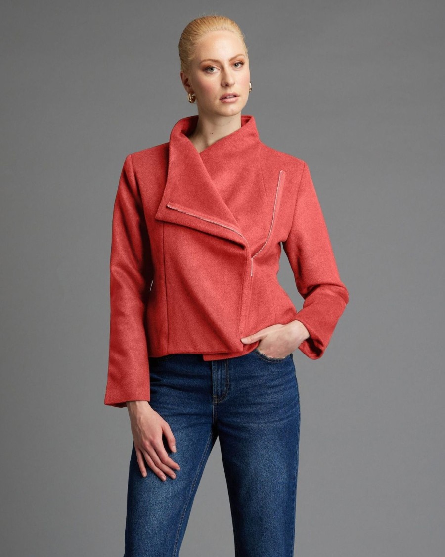 Jackets, Coats & Vests | Fate + Becker Viva Forever Biker Cropped Jacket - Rose Red