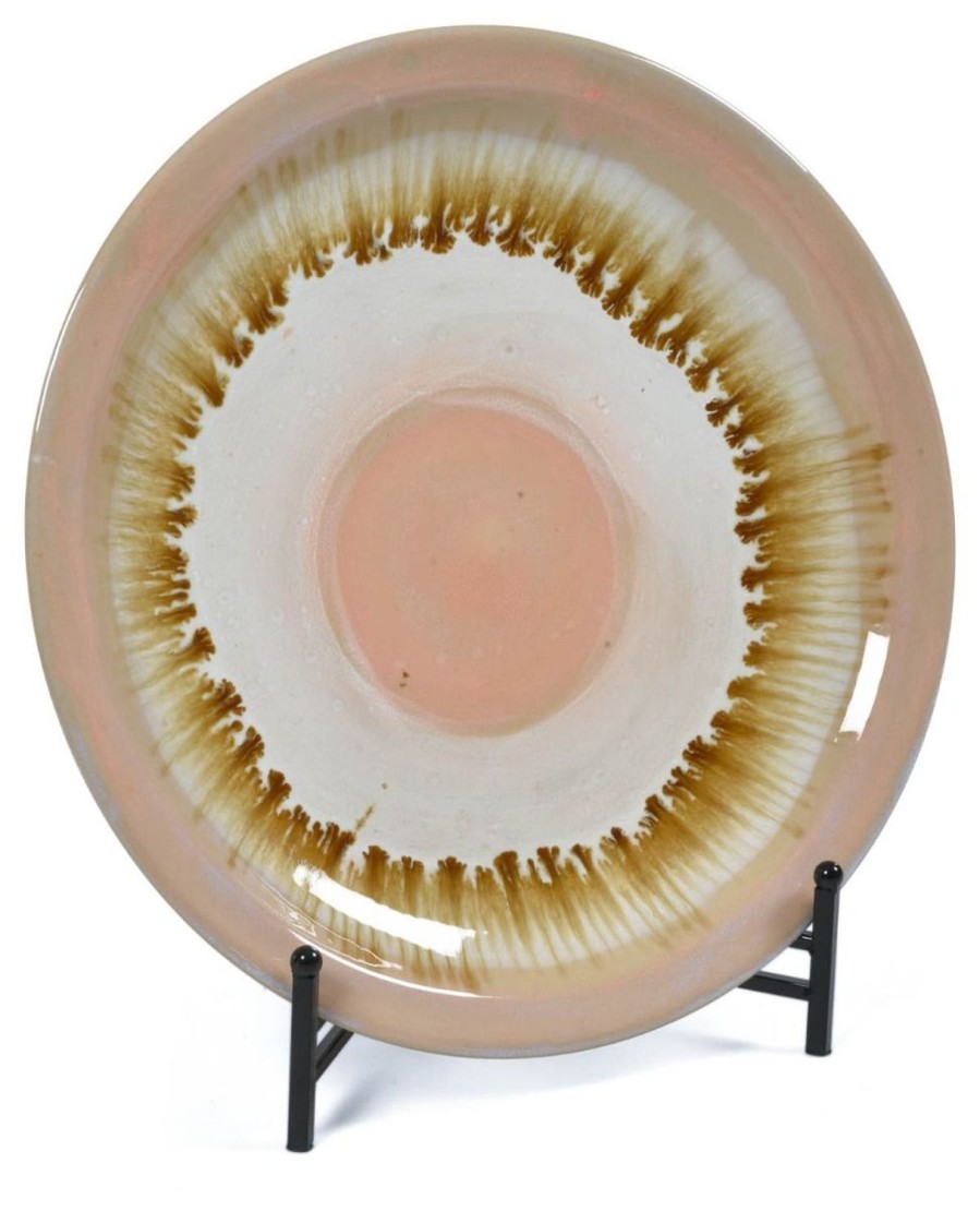 Dining & Entertaining | H&G Living Primrose Ceramic Glazed Plate With Stand - Pink Multi