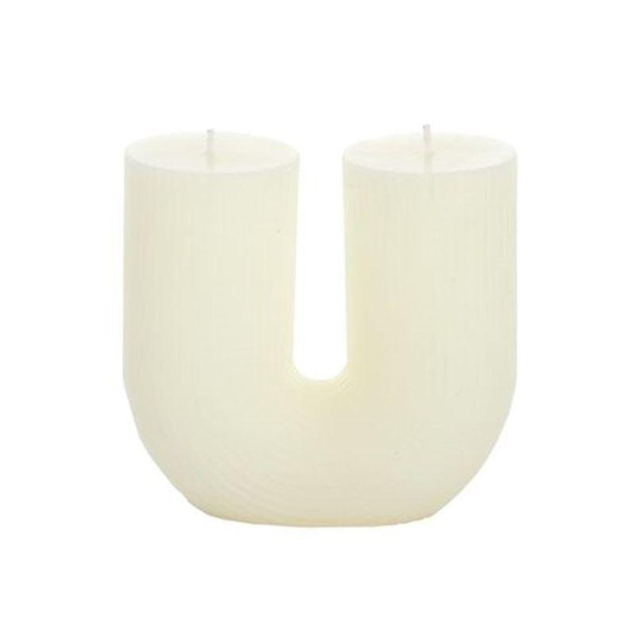 Candles & Fragrance | Coast To Coast Home U Shaped Ribbed Candle - White