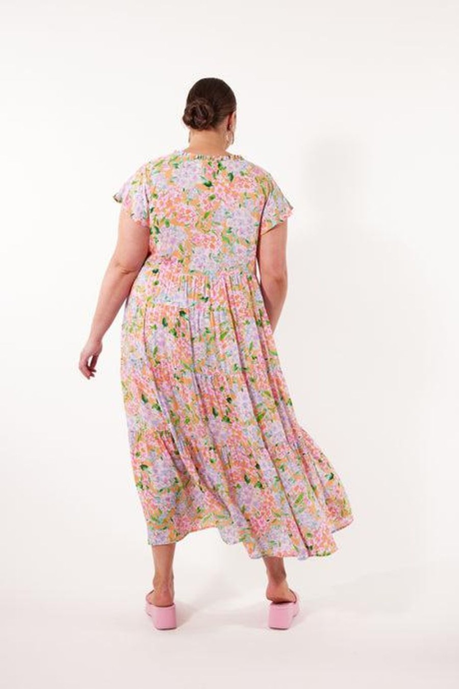 Dresses | Isle Of Mine Botanical Tiered Dress - Sunset Hydrangea