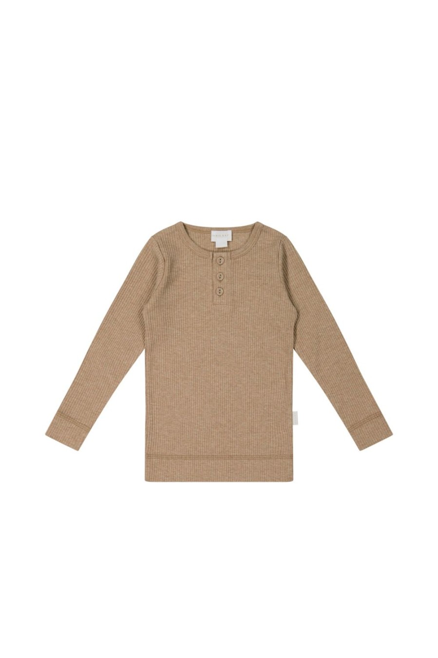 Jamie Kay | Jamie Kay Organic Cotton Modal Long Sleeve Henley - Hazelnut Marle