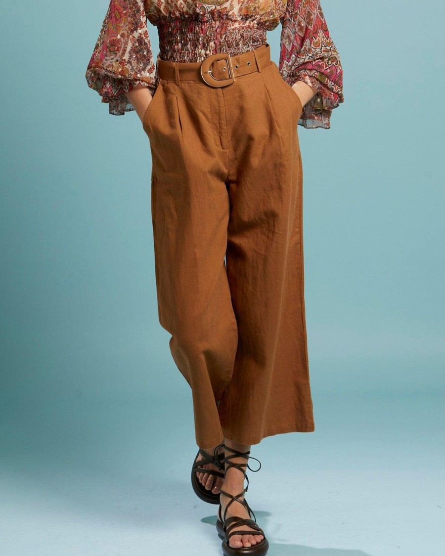 Pants | Fate + Becker Exhale Belted Wide Leg Pant - Mocha