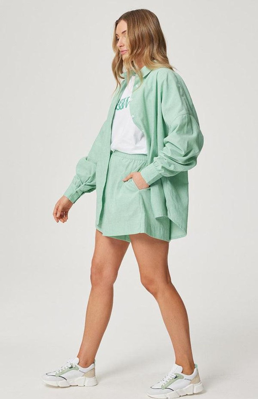 Tops | Cartel & Willow Tammy Shirt - Yarn Dyed Jade