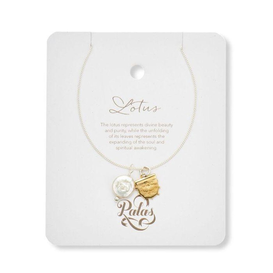 Jewellery | Palas Silver/Brass Lotus & Pearl Amulet Necklace