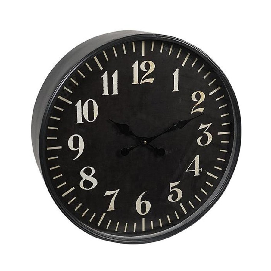 Wall Decor | Pure Homewares Cody Metal Glass Black/White Clock 56Cm