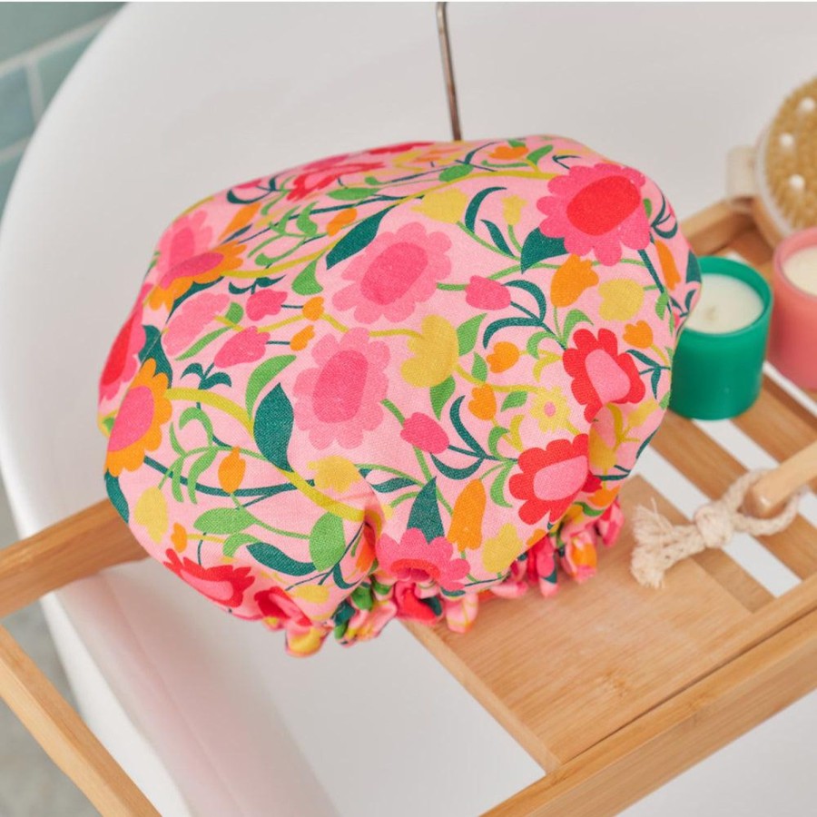 Beauty & Well-Being | Annabel Trends Linen Shower Cap - Flower Patch