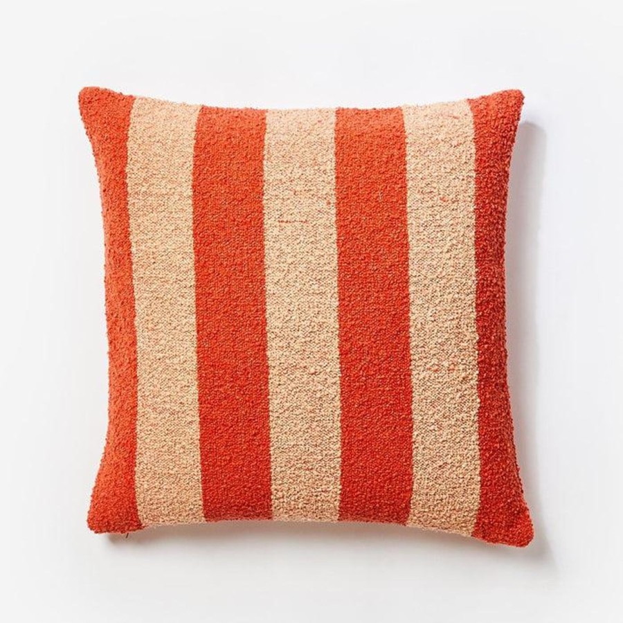 Soft Furnishings | Bonnie & Neil Boucle Stripe Red Peach 60Cm Cushion