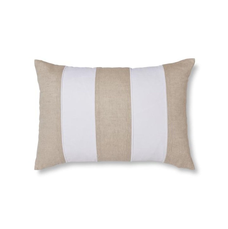 Soft Furnishings | Madras Link Riley White/Linen Patch Cushion 60X40Cm